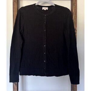 LOFT Outlet Black Cotton Button Cardigan Sweater Sz M Excellent